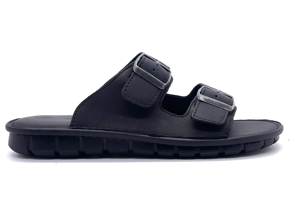 Slide Sandals Mens Black Leather Sandals Outland 18106 Ford
